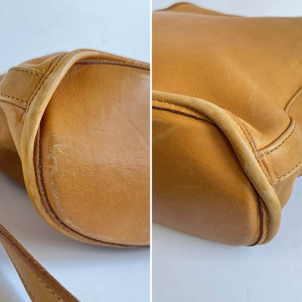 Vintage Coach Leather Saddle Tan Drawstring Shoulder Bag - Picture 8 of 12